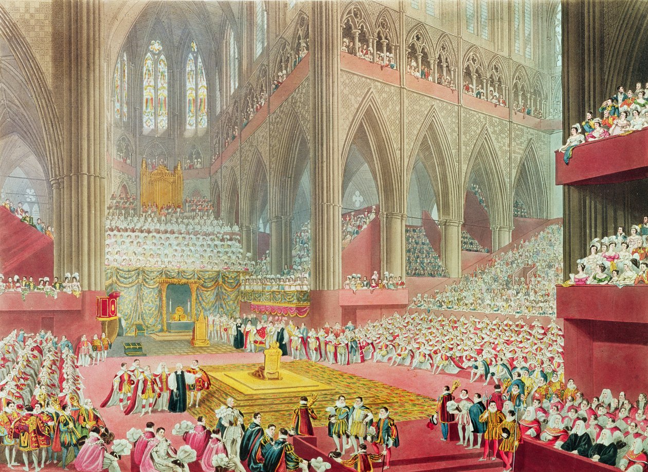 The Coronation of King George IV: The Recognition, 19. juli 1821, indgraveret af Matthew Dubourg, 1822 af James Stephanoff