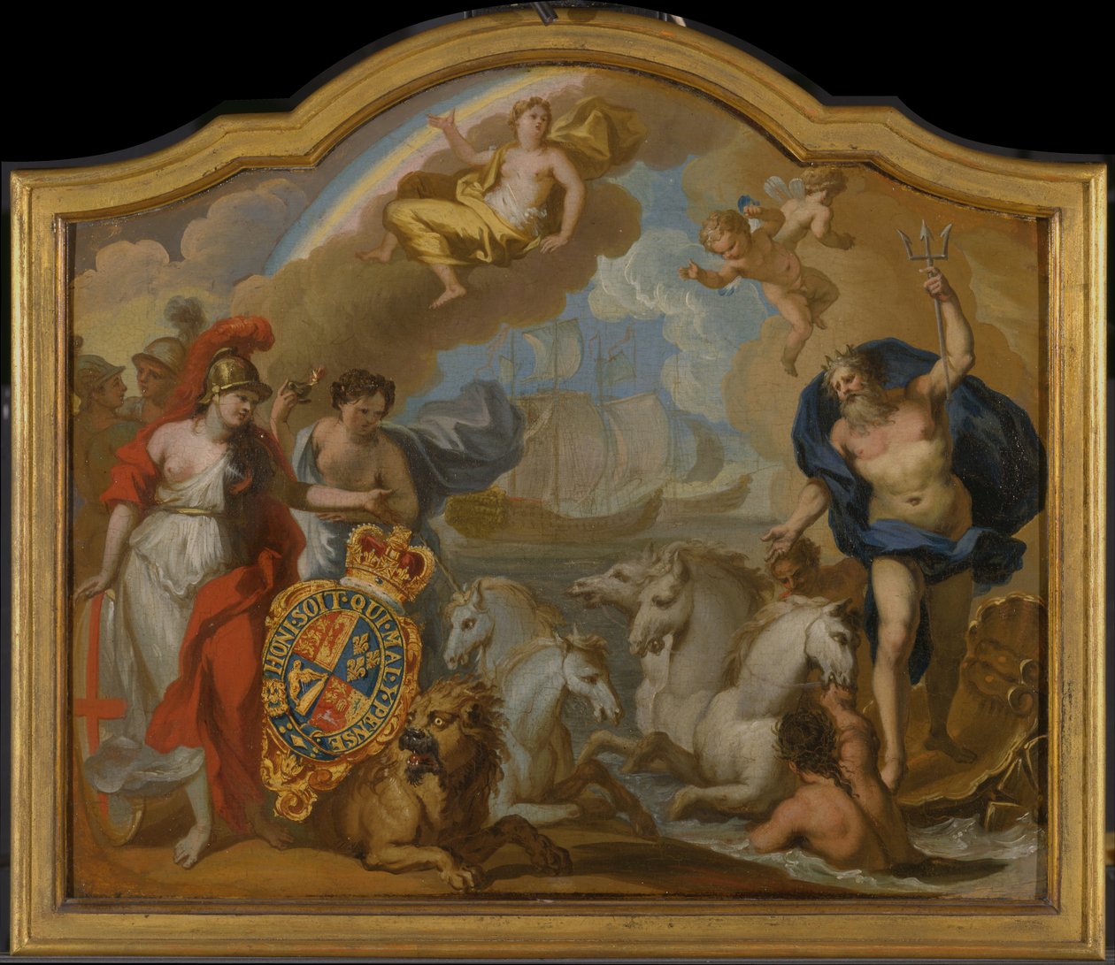 Allegory of the Power of Great Britain by Sea, design til et dekorativt panel til George Is ceremoni ... af James Thornhill