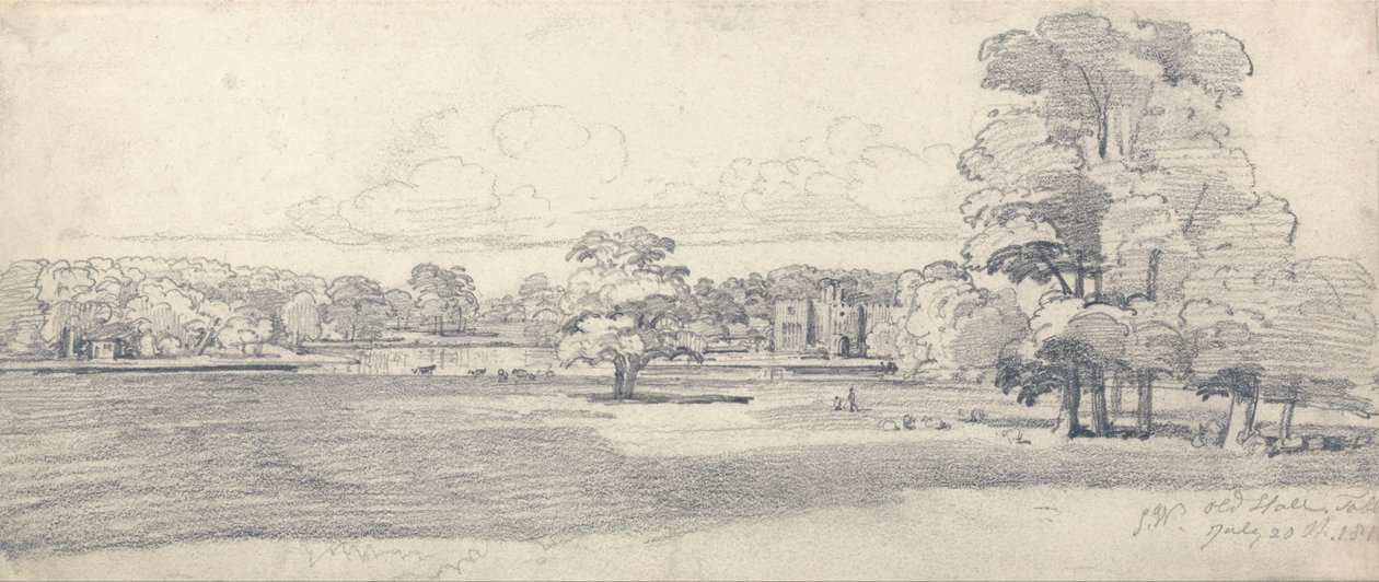 The Old Hall, Tabley, omgivet af Parkland, 20. juli 1814 (1819) af James Ward