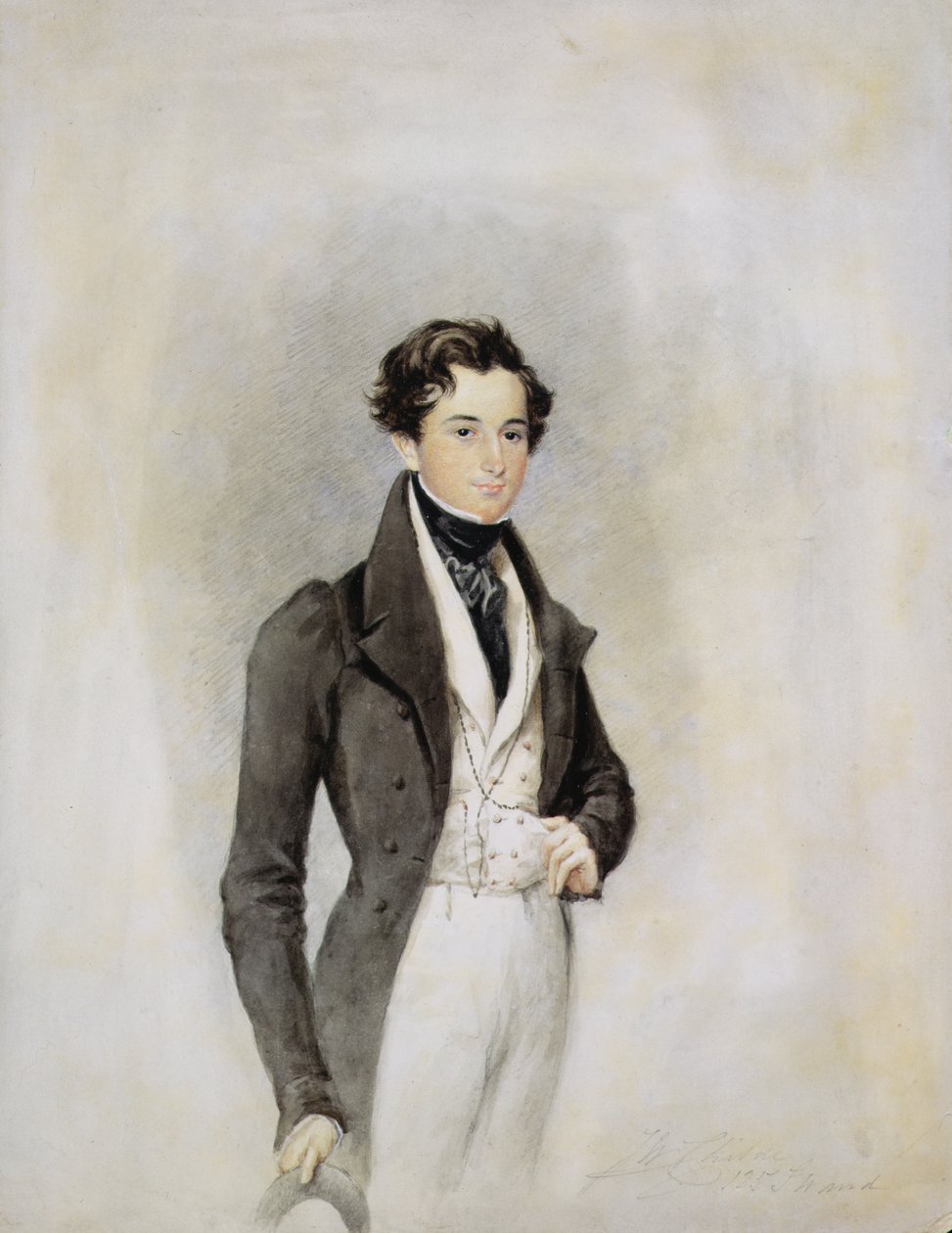 Portræt af en elegant gentleman, ca. 1825 (wc på papir) af James Warren Childe