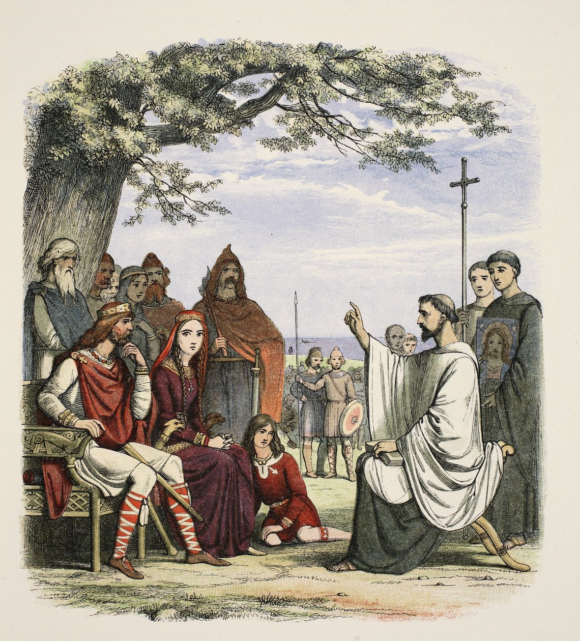 Augustin prædiker for kong Ethelbert, 597 e.Kr., fra A Chronicle of England f.Kr. 55 til 1485 e.Kr., pub. London, 1863 af James William Edmund Doyle