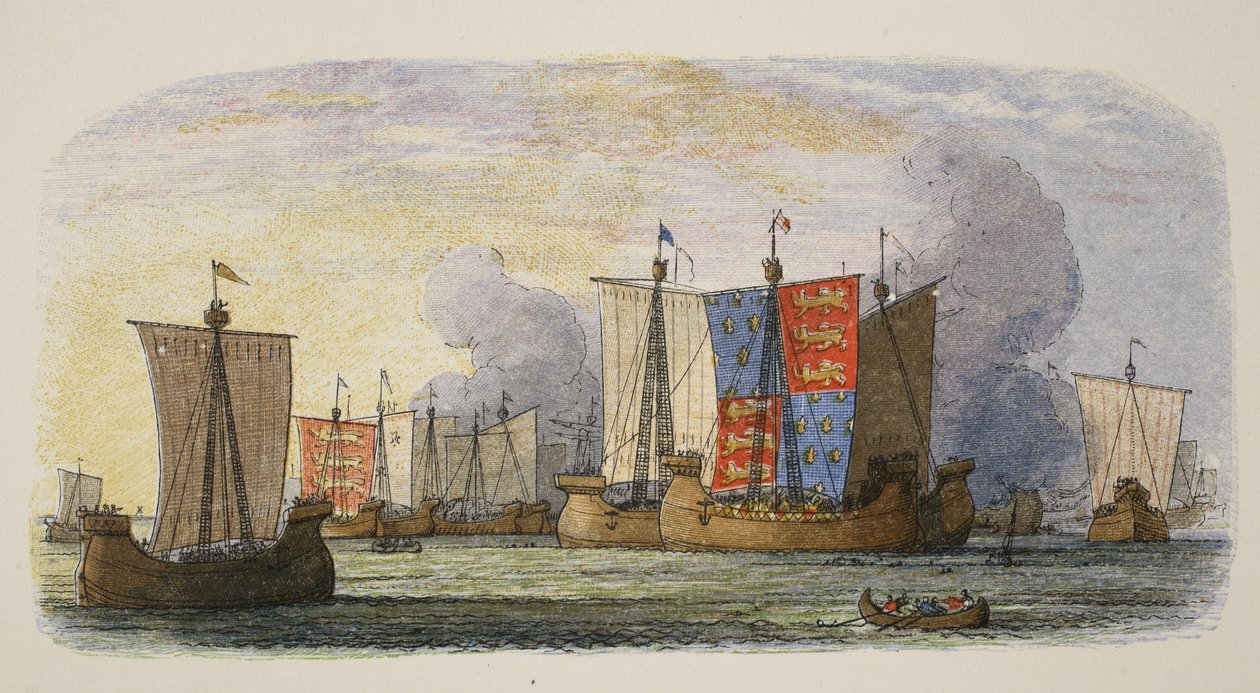 Slaget ved Sluys, 1340, fra A Chronicle of England BC 55 til AD 1485, pub. London, 1863 af James William Edmund Doyle