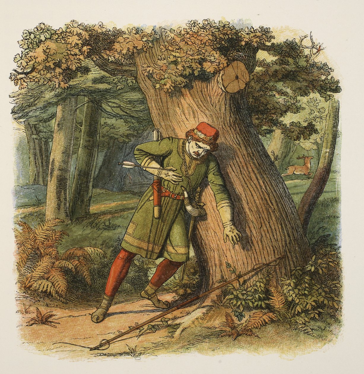 Død af William den Røde, eller Rufus, 1100, fra A Chronicle of England BC 55 til AD 1485, pub. London, 1863 af James William Edmund Doyle