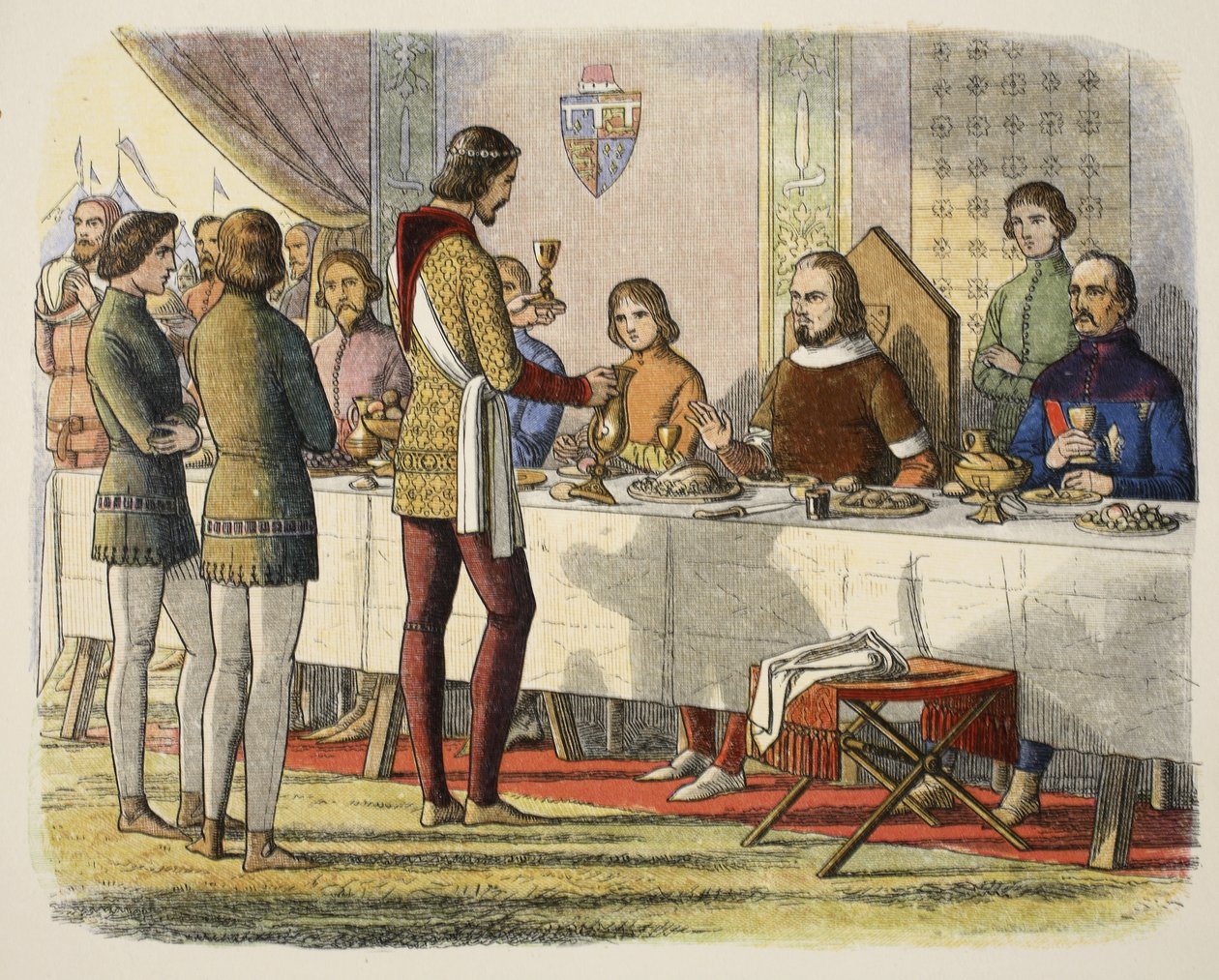 Prins Edward serverer John af Artois til bords efter at have besejret ham i Poitiers, fra A Chronicle of England BC 55 til AD 1485, pub. London, 1863 af James William Edmund Doyle