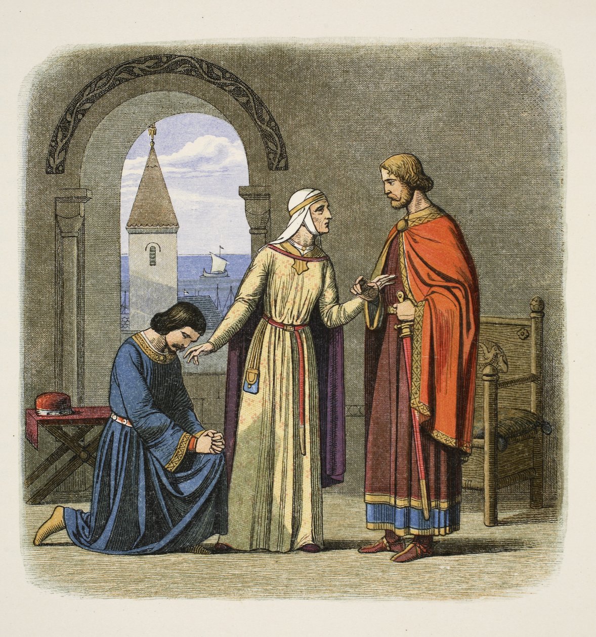 Richard benåder sin bror John, 1194, fra A Chronicle of England BC 55 til AD 1485, pub. London, 1863 af James William Edmund Doyle
