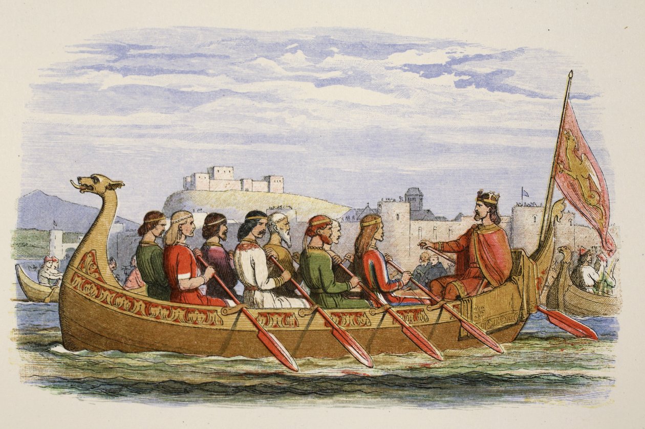 Edgars pram bemandet af otte konger på Dee, 973 AD, fra A Chronicle of England BC 55 til AD 1485, pub. London, 1863 af James William Edmund Doyle