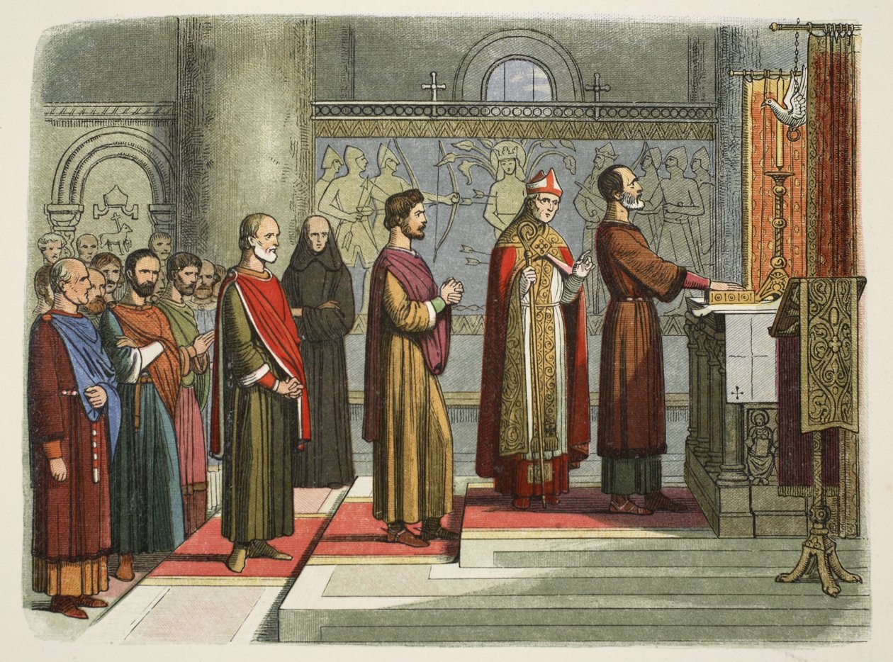 Baronerne sværger at opnå deres friheder, 1214, fra A Chronicle of England BC 55 til AD 1485, pub. London, 1863 af James William Edmund Doyle