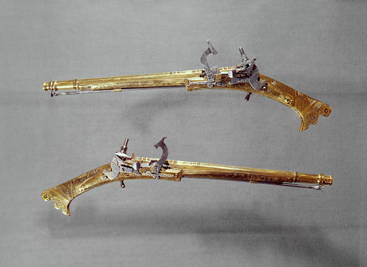 Par pistoler, 1624-26 (messing og stål) af James Fellowes