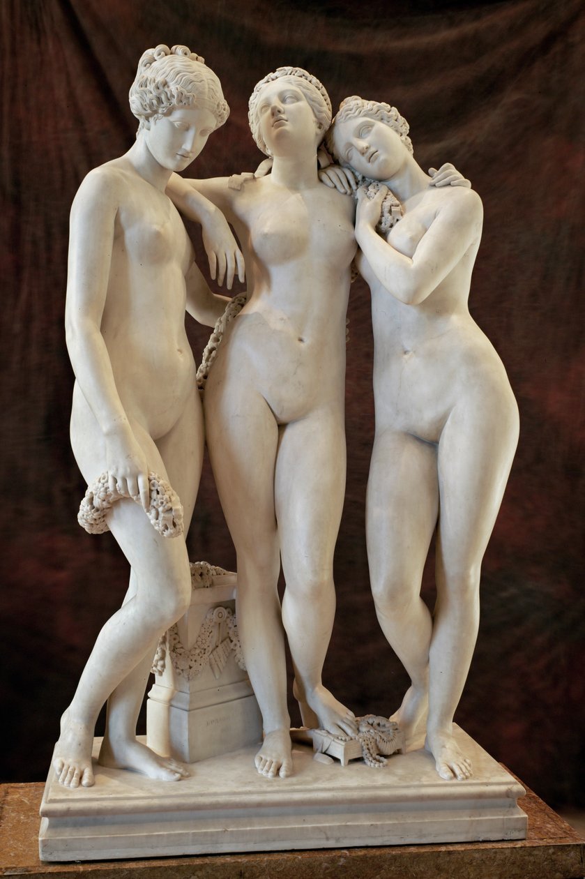 Les Trois Graces - de tre gratier, Salon 1831 ... af James (1790 1852) Pradier