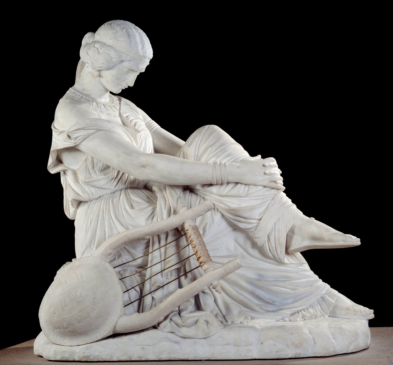 Sapho (eller Sappho, 7. århundrede f.Kr.), græsk digter af antikken. Marmorskulptur af James Pradier (1790-1852) af James Pradier