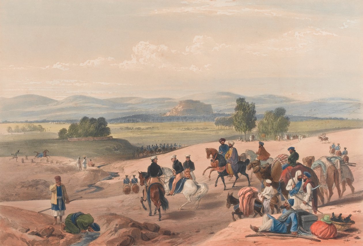 The Approach to the Fortress of Kwettah [sic], ca. 1839 (litografi, tonet) af James (after) Atkinson