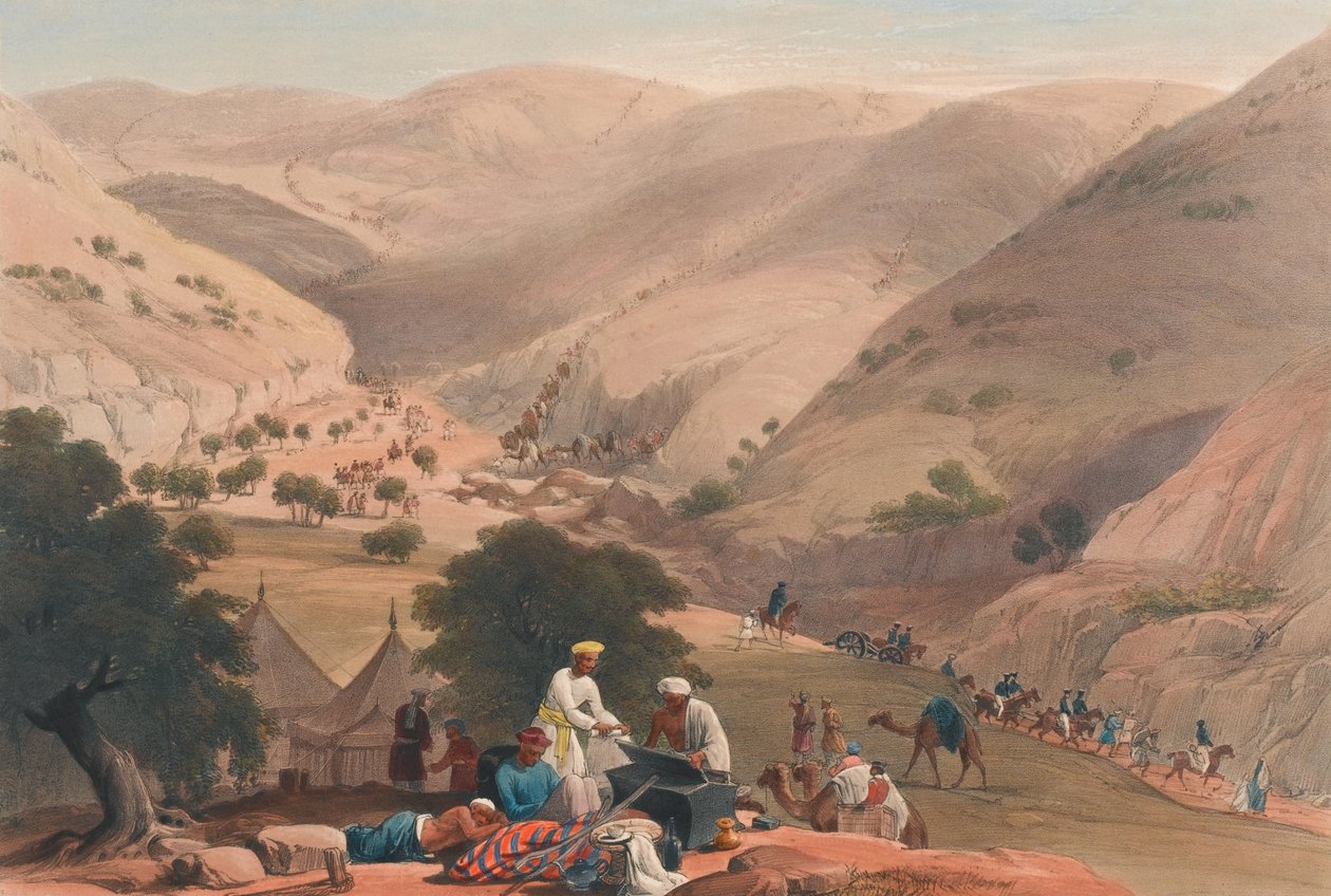 The Third Descent of the Koojah [sic] Pass, ca. 1839 (litografi, tonet) af James (after) Atkinson