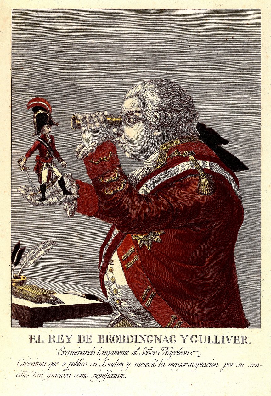 Kongen af Brobdingnac og Gulliver af James (after) Gillray