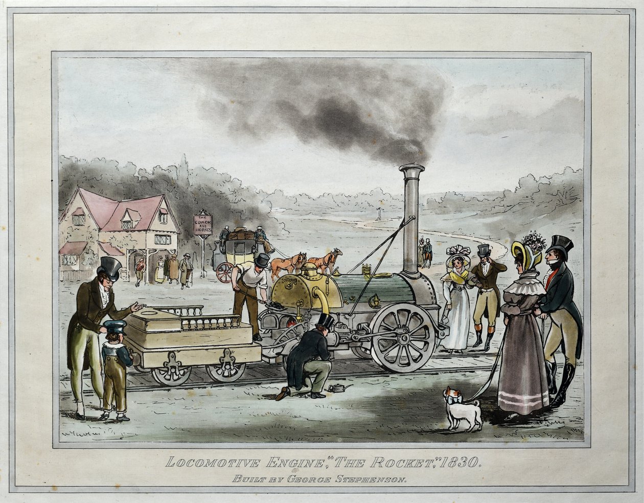 Lokomotivmotor, "The Rocket," Bygget af George Stephenson af James (after) Naysmith