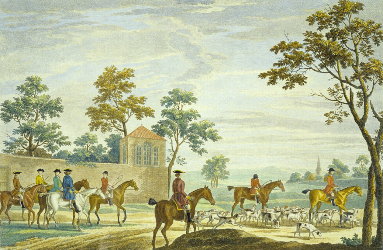Going Out in the Morning, indgraveret af P.C. Canot (farvet gravering) af James (after) Seymour