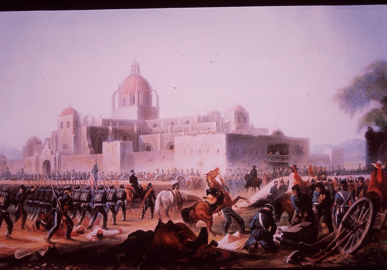 Mexicansk-amerikansk krig (1846-48), amerikanske tropper angriber San Mateo ved Churubusco af James (after) Walker