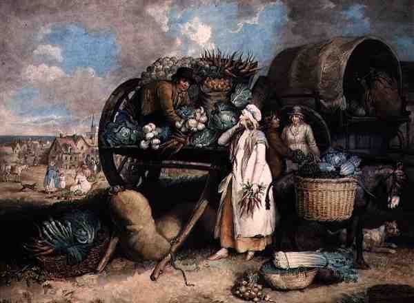 A Vegetable Market, indgraveret af William Ward (1766-1826), pub. af herrerne Ward & Co. af James (after) Ward