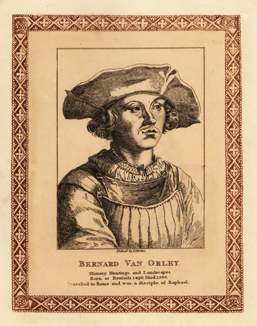 Bernard van Orley, flamsk renæssancekunstner.1817 (radering) af James (c.1780 after 1820) Girtin