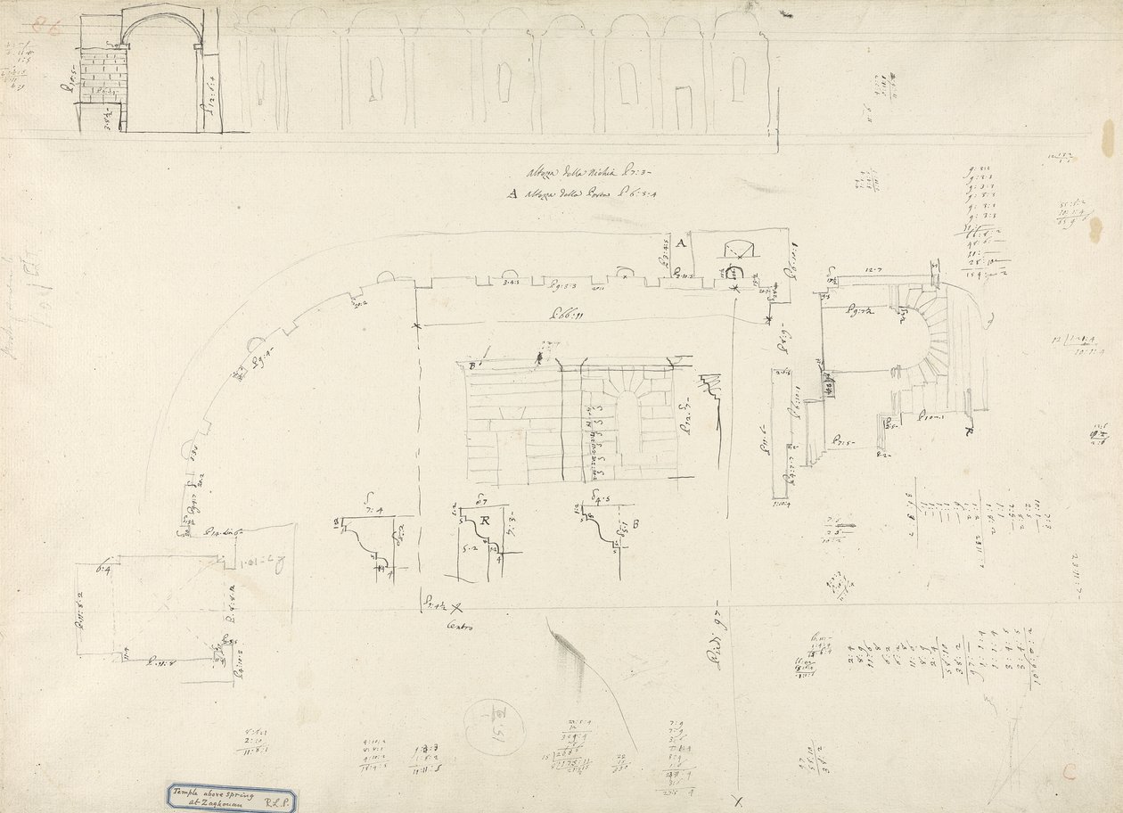 Detaljer om templet over foråret ved Zaghouan (pen og blæk med grafit på papir) af James 1730 94 Bruce