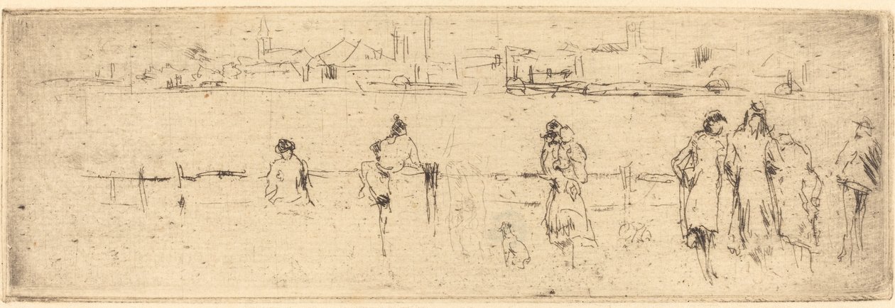 En skitse på dæmningen, ca. 18841886. af James Abbott McNeill Whistler