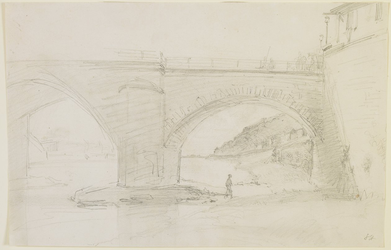En bro, 1858 (blyant på råhvidt vævet papir) af James Abbott McNeill Whistler