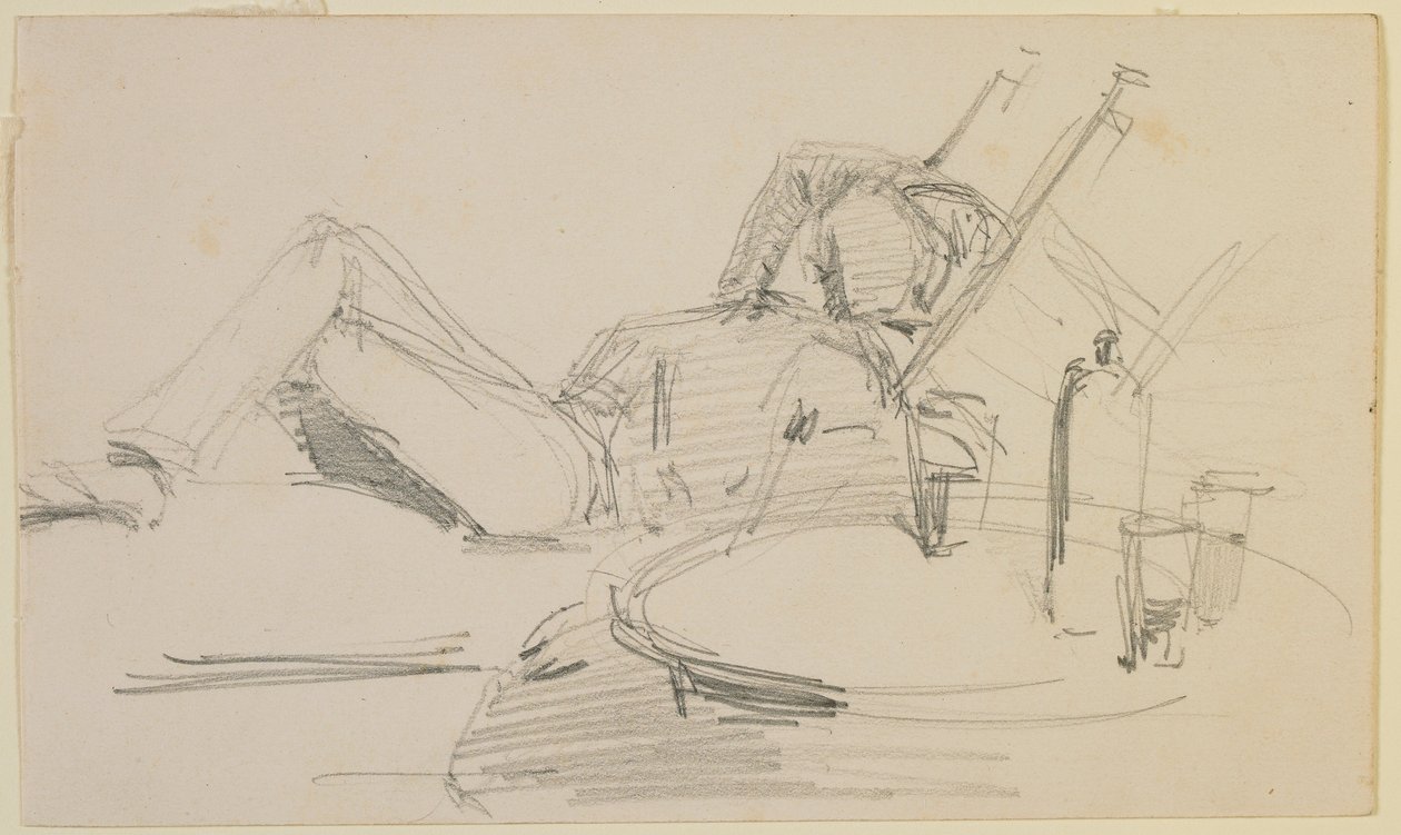 En mand tilbagelænet på en seng, 1858. af James Abbott McNeill Whistler