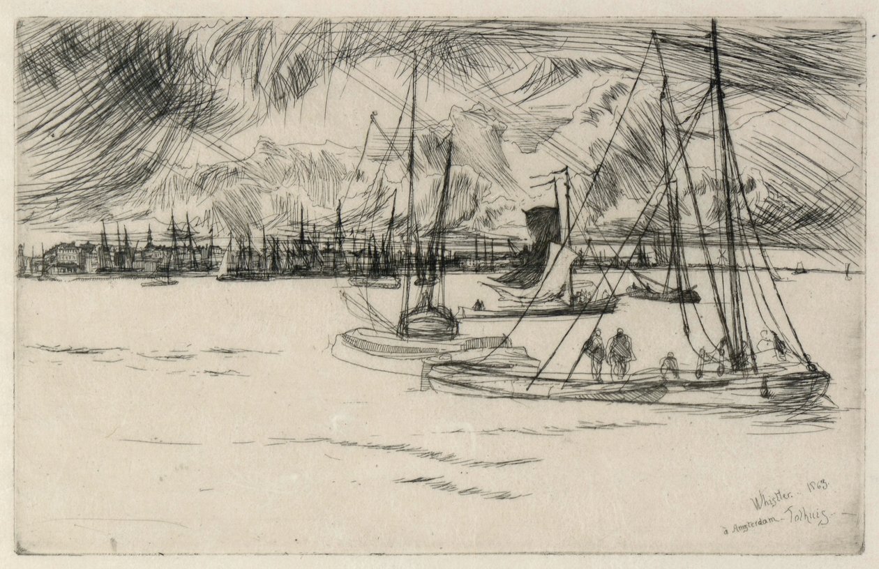 Amsterdam fra Tolhuis af James Abbott McNeill Whistler