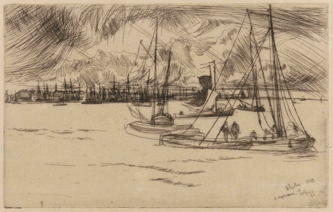 Amsterdam, fra Tolhuis, 1863. af James Abbott McNeill Whistler