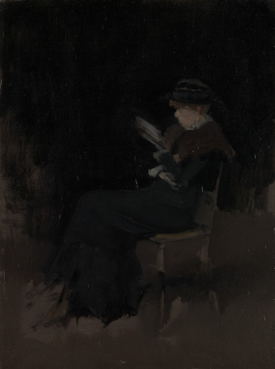 Arrangement i sort: Girl Reading, ca. 1880-90. af James Abbott McNeill Whistler