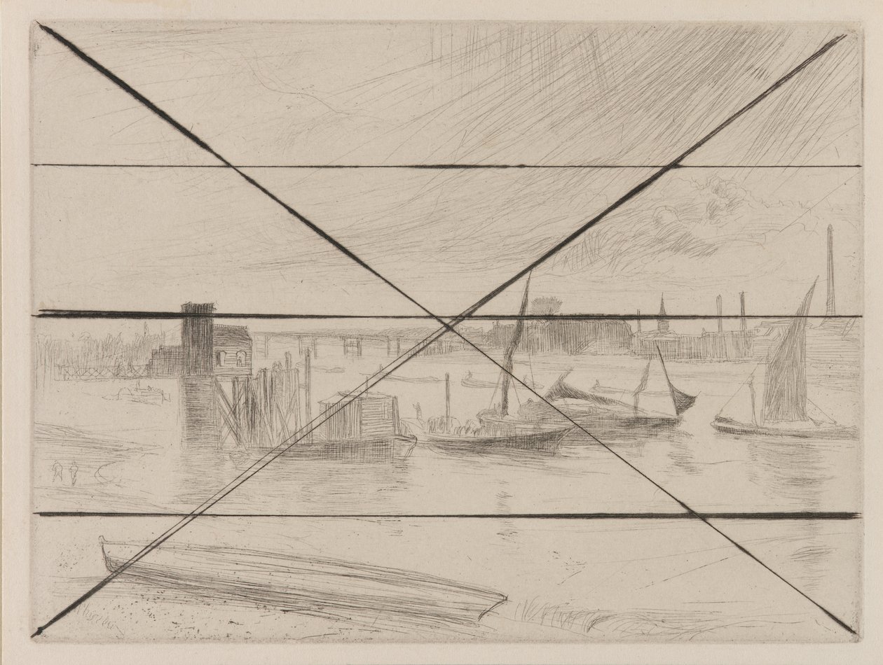 Battersea Dawn Cadogan Pier, 1861. af James Abbott McNeill Whistler