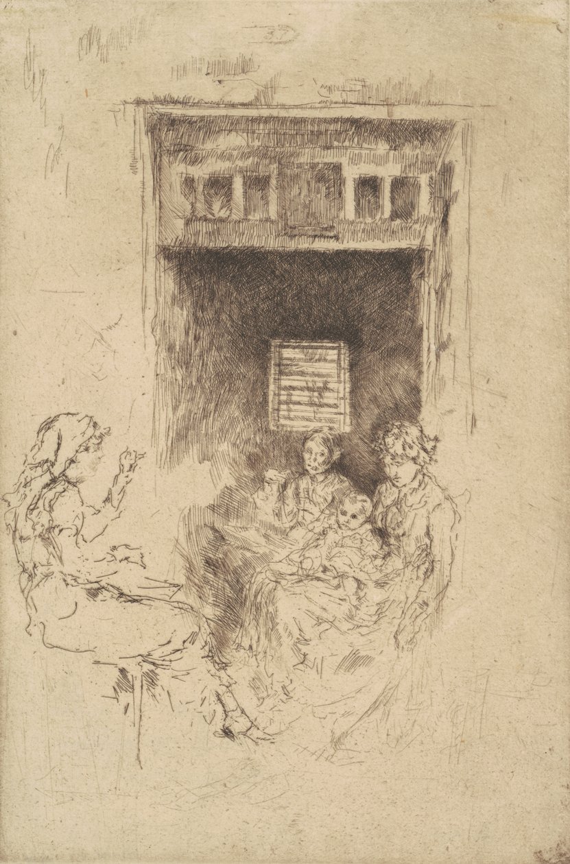 Perlespindere, 1880 (sort radering på bindet papir) af James Abbott McNeill Whistler