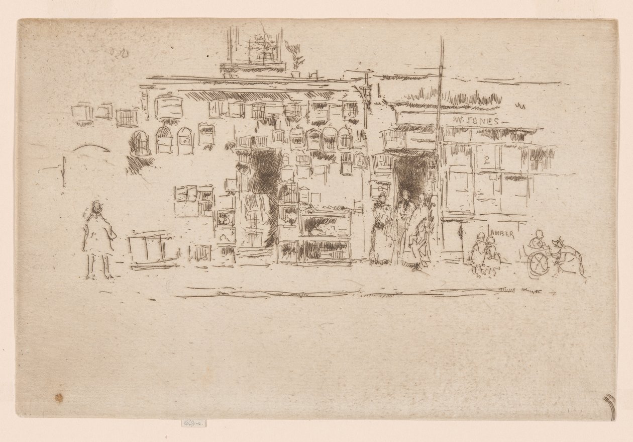 Bird-Cages, Chelsea, ca. 1886-88 (radering; blæk på papir) af James Abbott McNeill Whistler