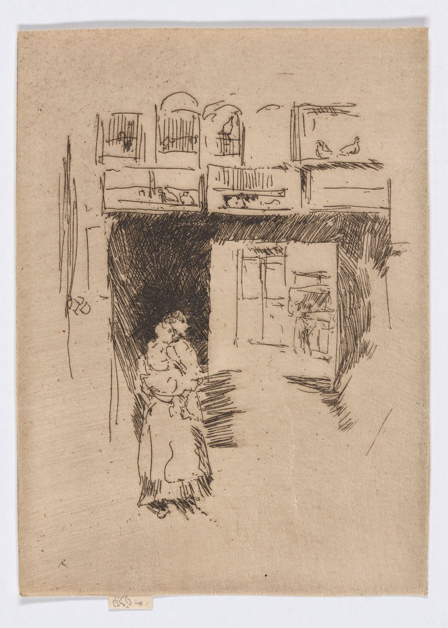 Bird Shop-Seven Dials, ca. 1886-88 (radering; blæk på papir) af James Abbott McNeill Whistler