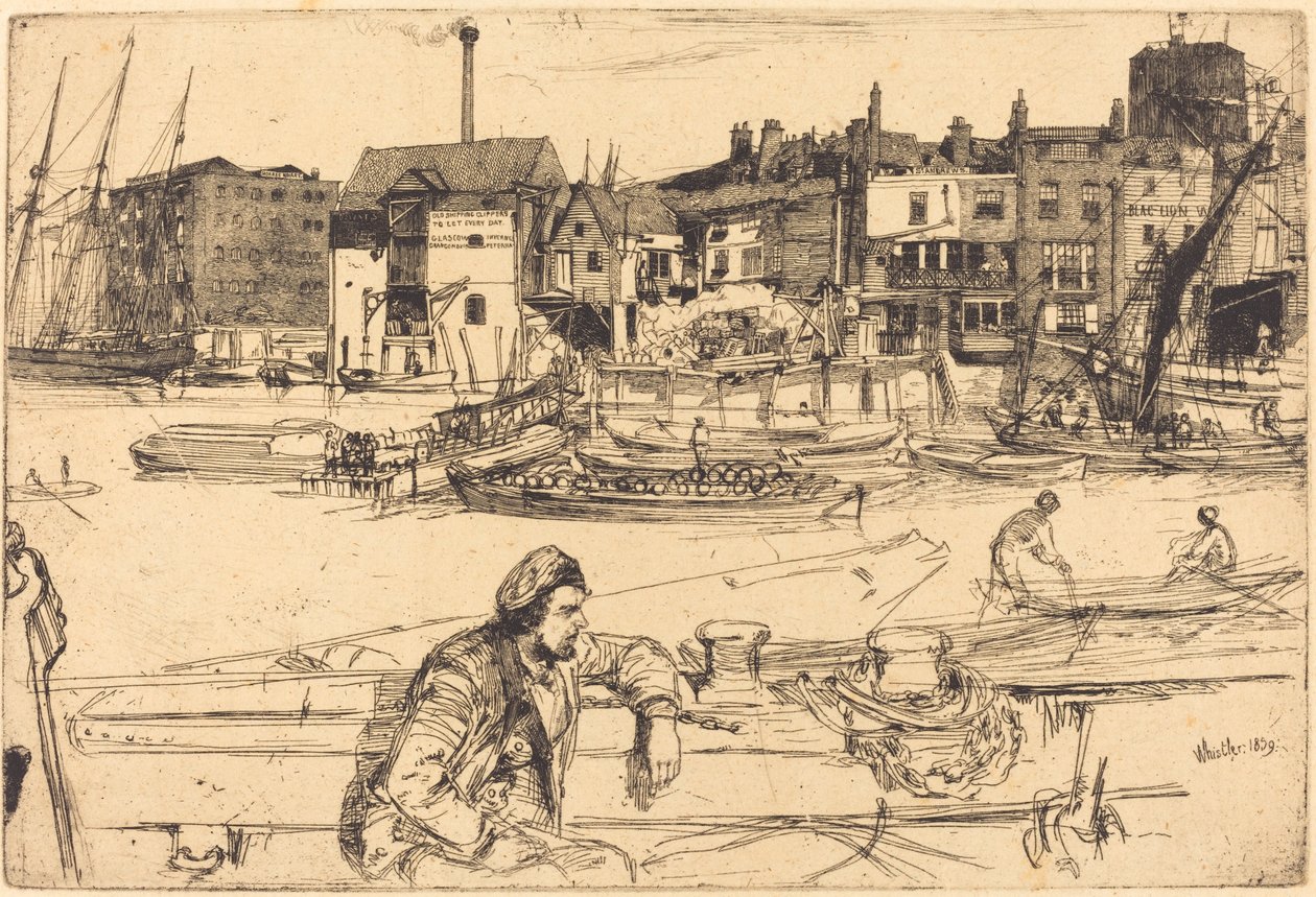 Black Lion Wharf, 1859. af James Abbott McNeill Whistler