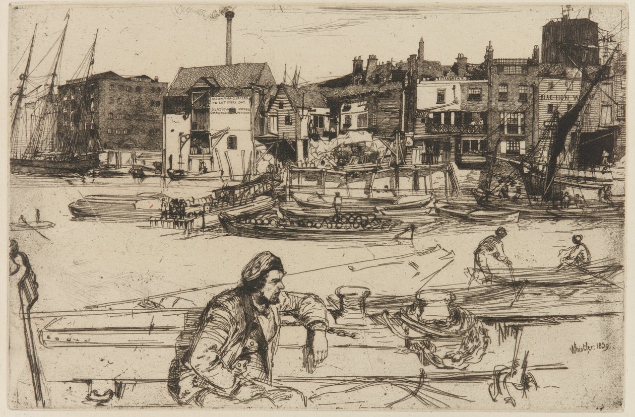 Black Lion Wharf, 1859. af James Abbott McNeill Whistler