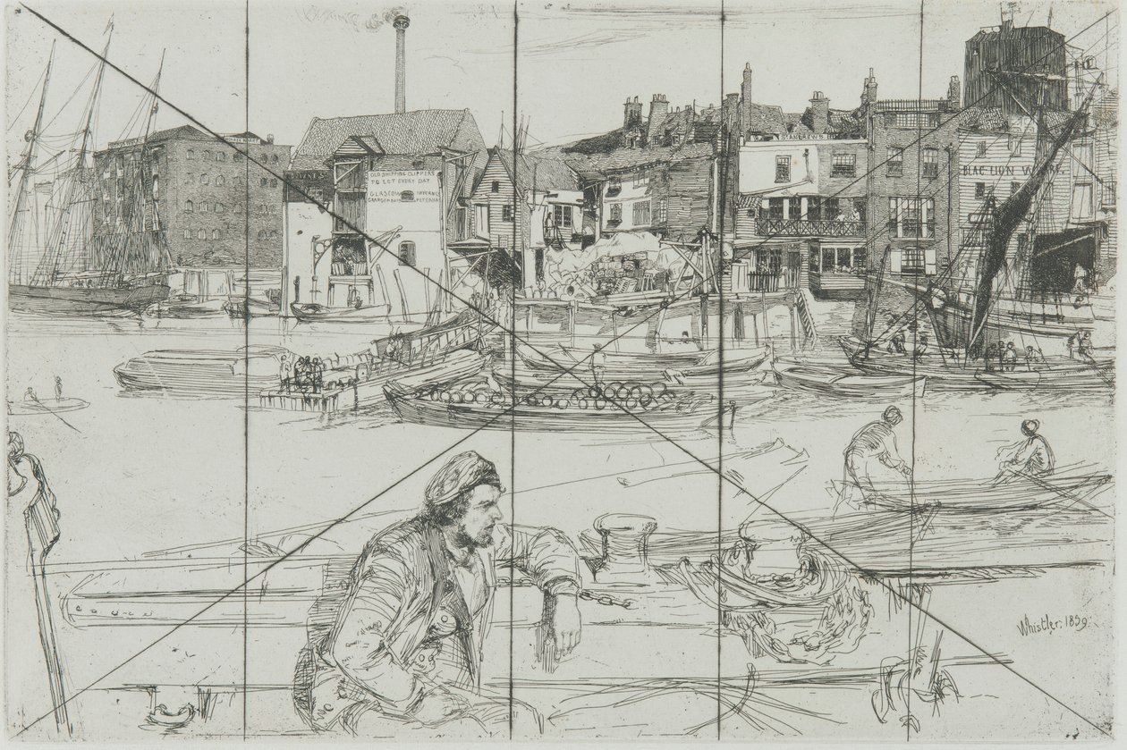 Black Lion Wharf, 1859. af James Abbott McNeill Whistler