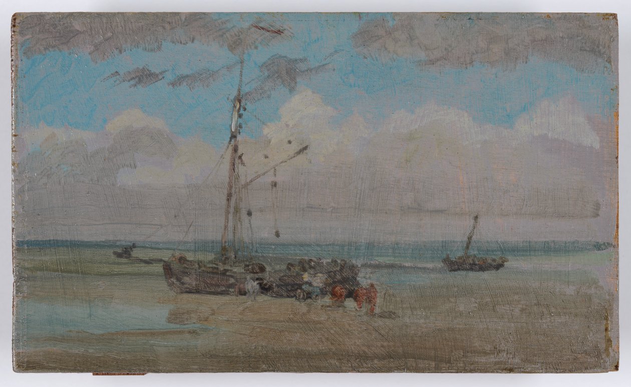 Blue and Grey: Unloading, ca. 1883-84 (olie på træpanel) af James Abbott McNeill Whistler
