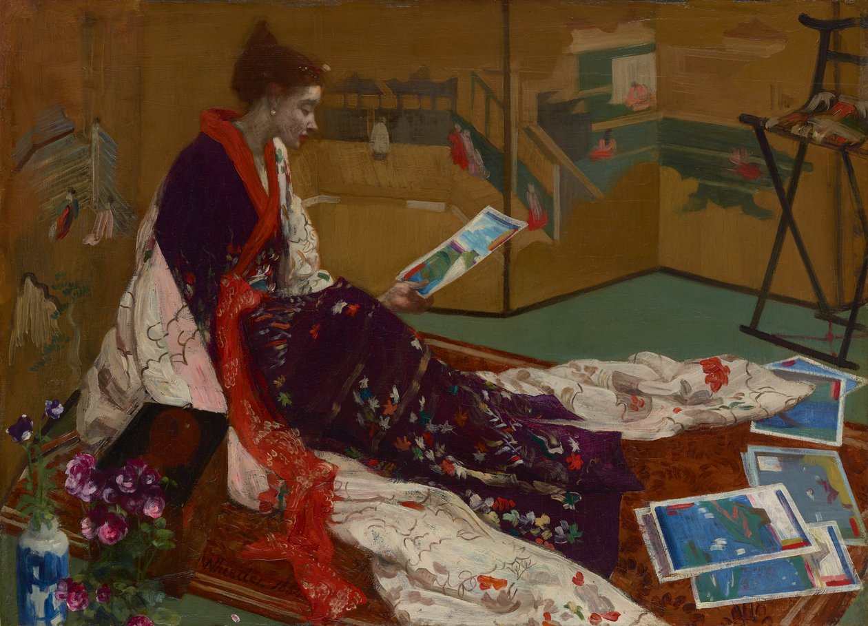 Caprice i lilla og guld: The Golden Screen, 1864. af James Abbott McNeill Whistler