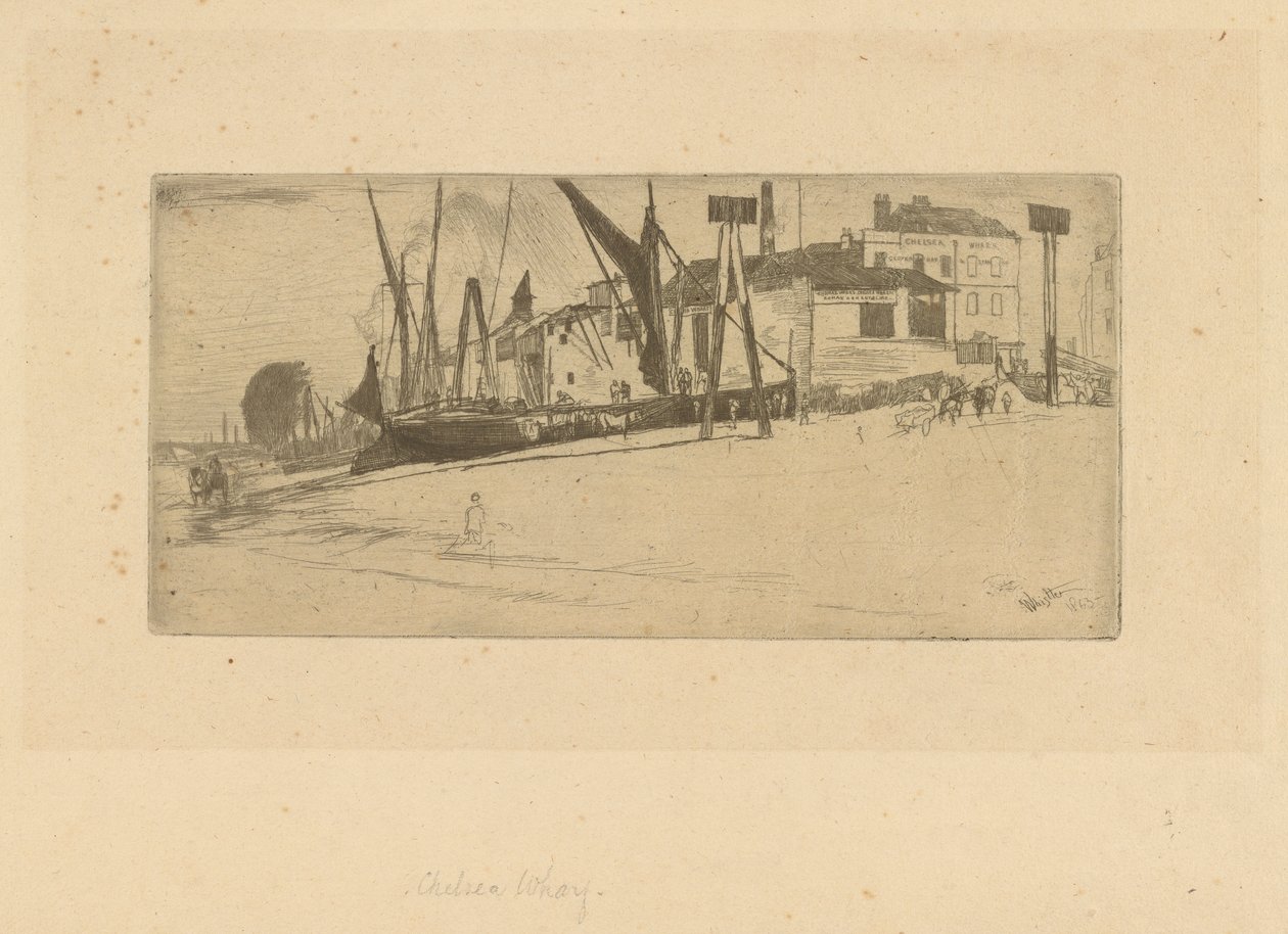 Chelsea Wharf, 1863. af James Abbott McNeill Whistler