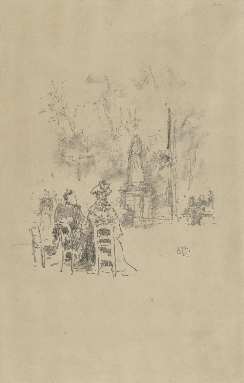 Samtale under statuen, Luxembourg-haven af James Abbott McNeill Whistler