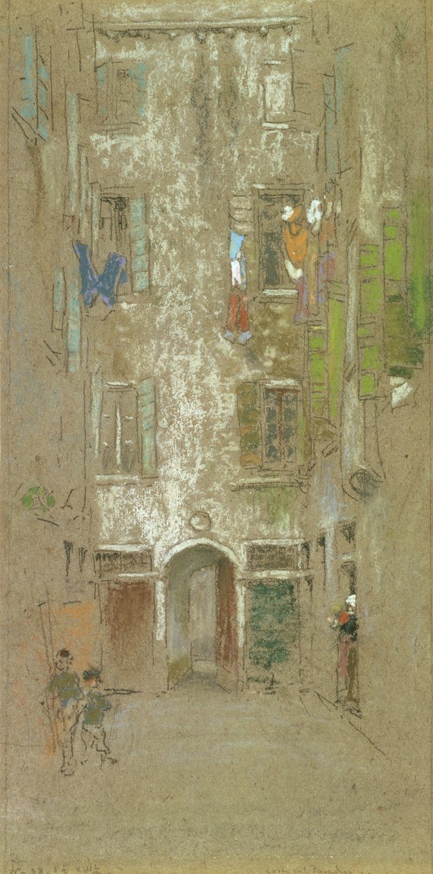 Corte del Paradiso, 1880 (kridt og pastel på gråt papir) af James Abbott McNeill Whistler