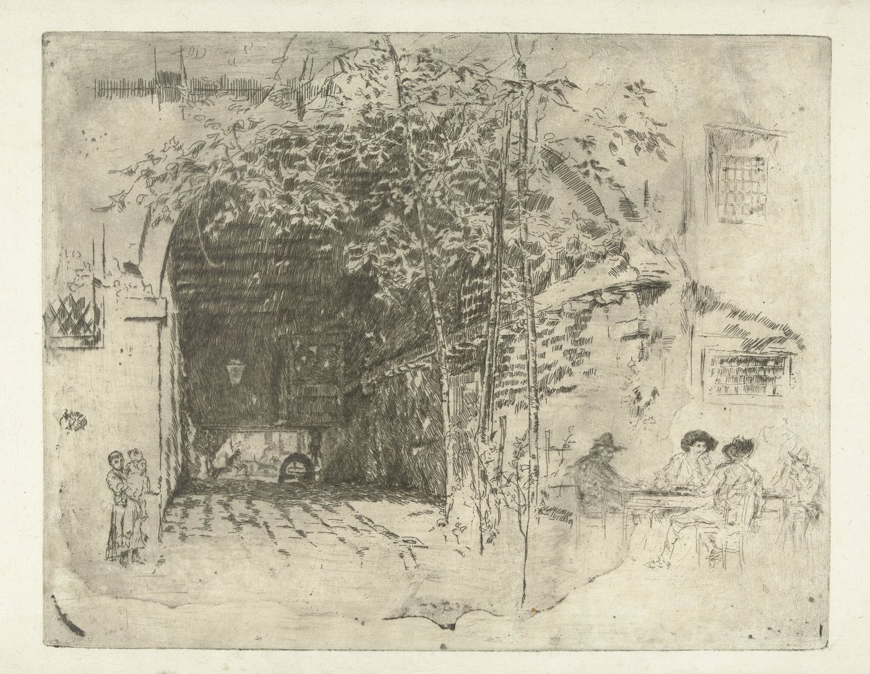 Passage under et hus i Venedig Traghettoen Venedig: Twelve Etchings (serietitel) af James Abbott McNeill Whistler
