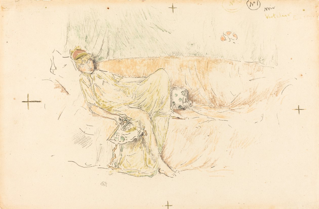 Draperet figur, liggende, 1892. af James Abbott McNeill Whistler