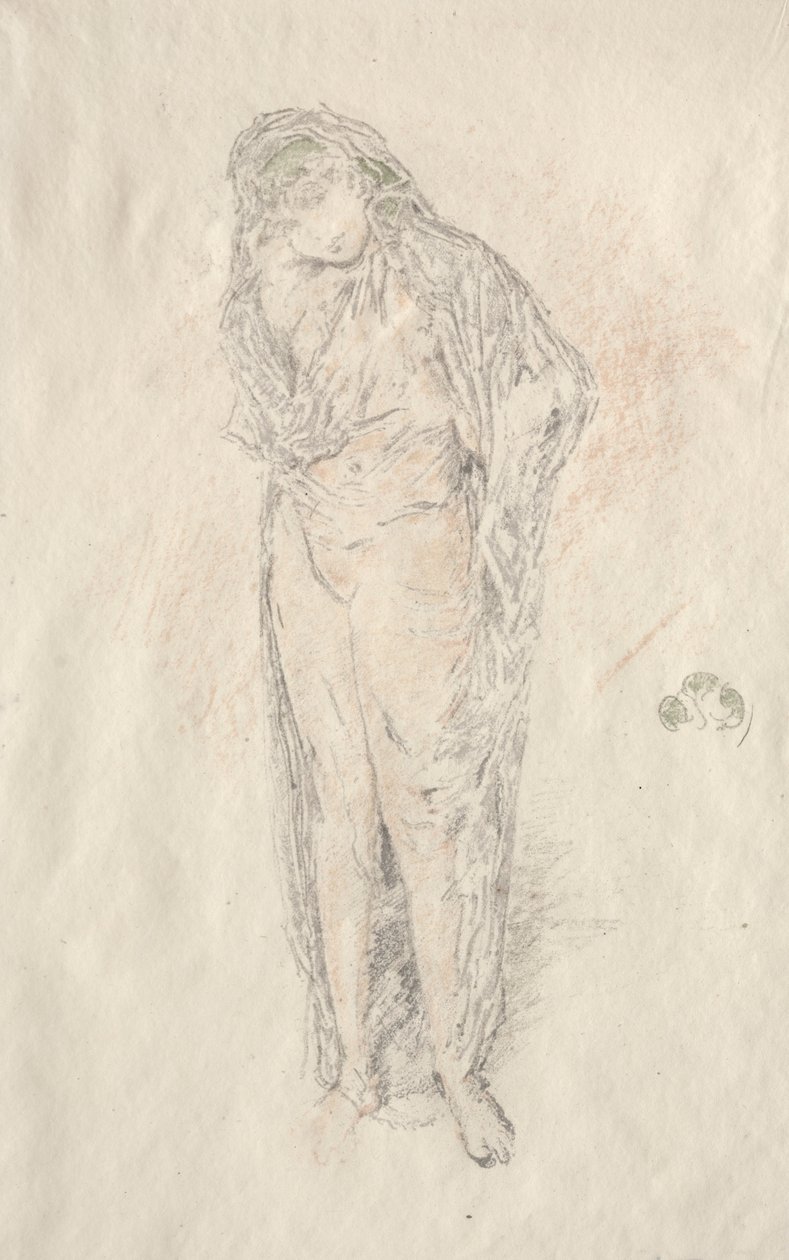 Draperet figur stående. af James Abbott McNeill Whistler