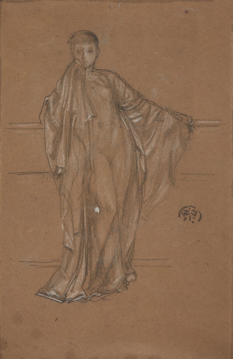Draperet figur ved et rækværk, 1868-1870. af James Abbott McNeill Whistler