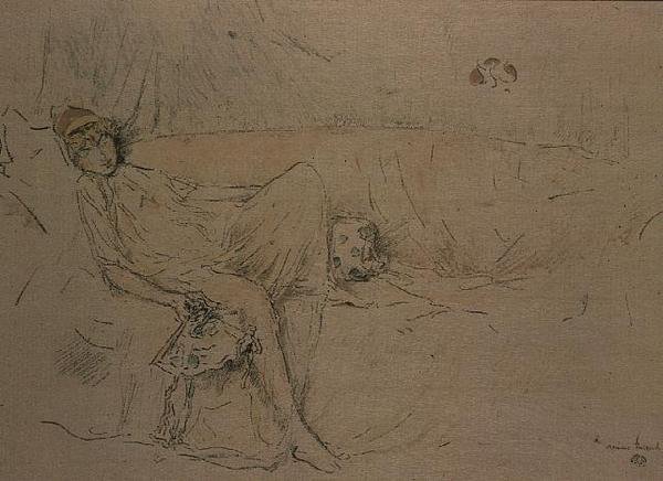 Draperet figur tilbagelænet (litho) af James Abbott McNeill Whistler