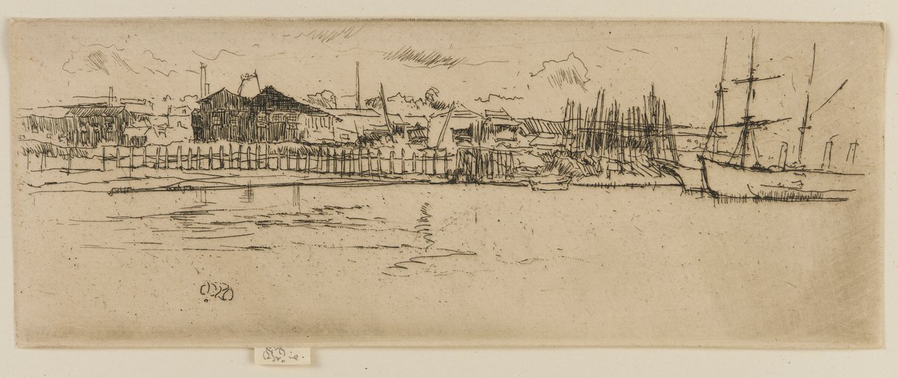 Dry Docks, Southampton, 1887. af James Abbott McNeill Whistler