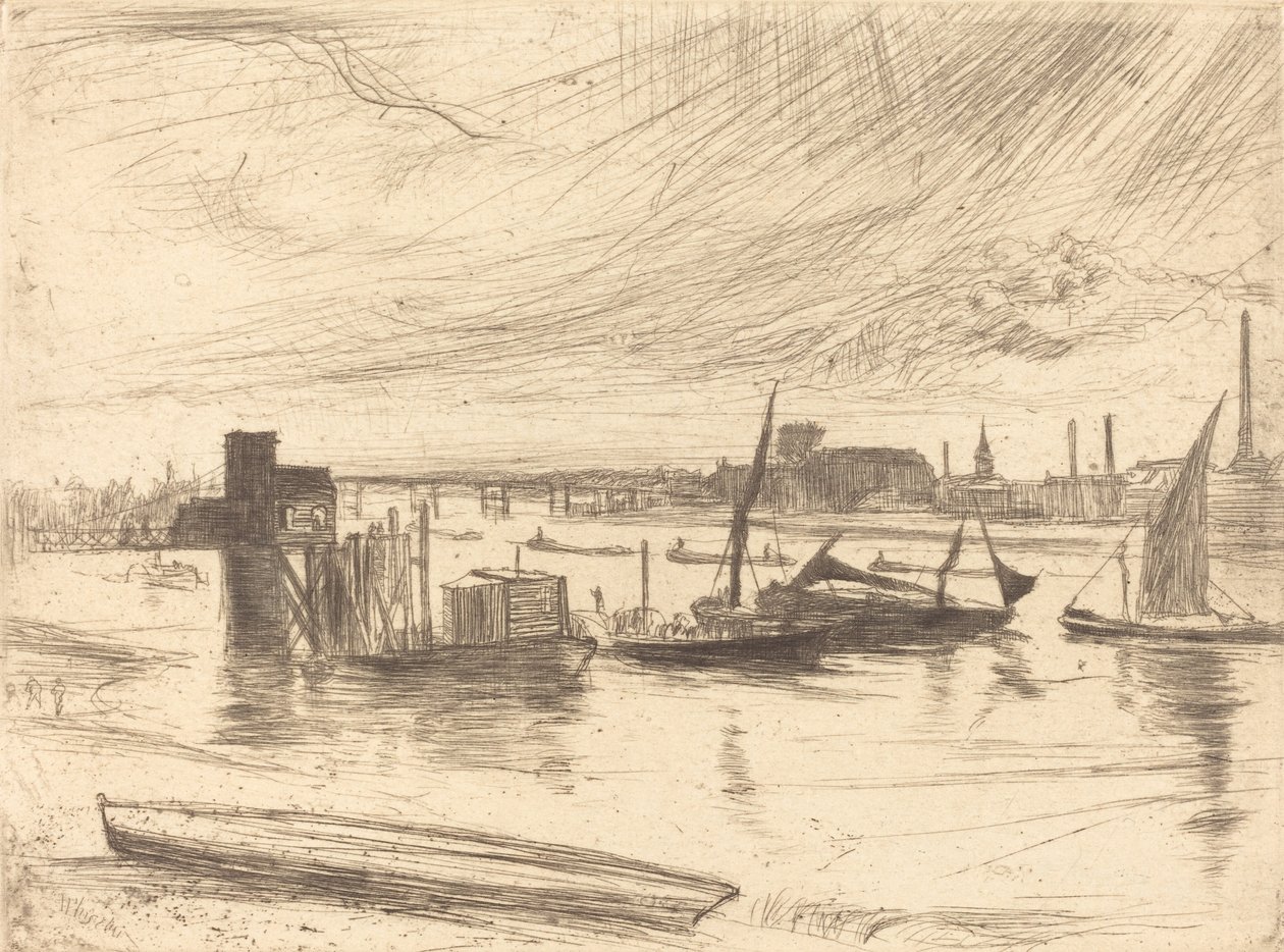 Tidlig morgen, Battersea, 1861. af James Abbott McNeill Whistler