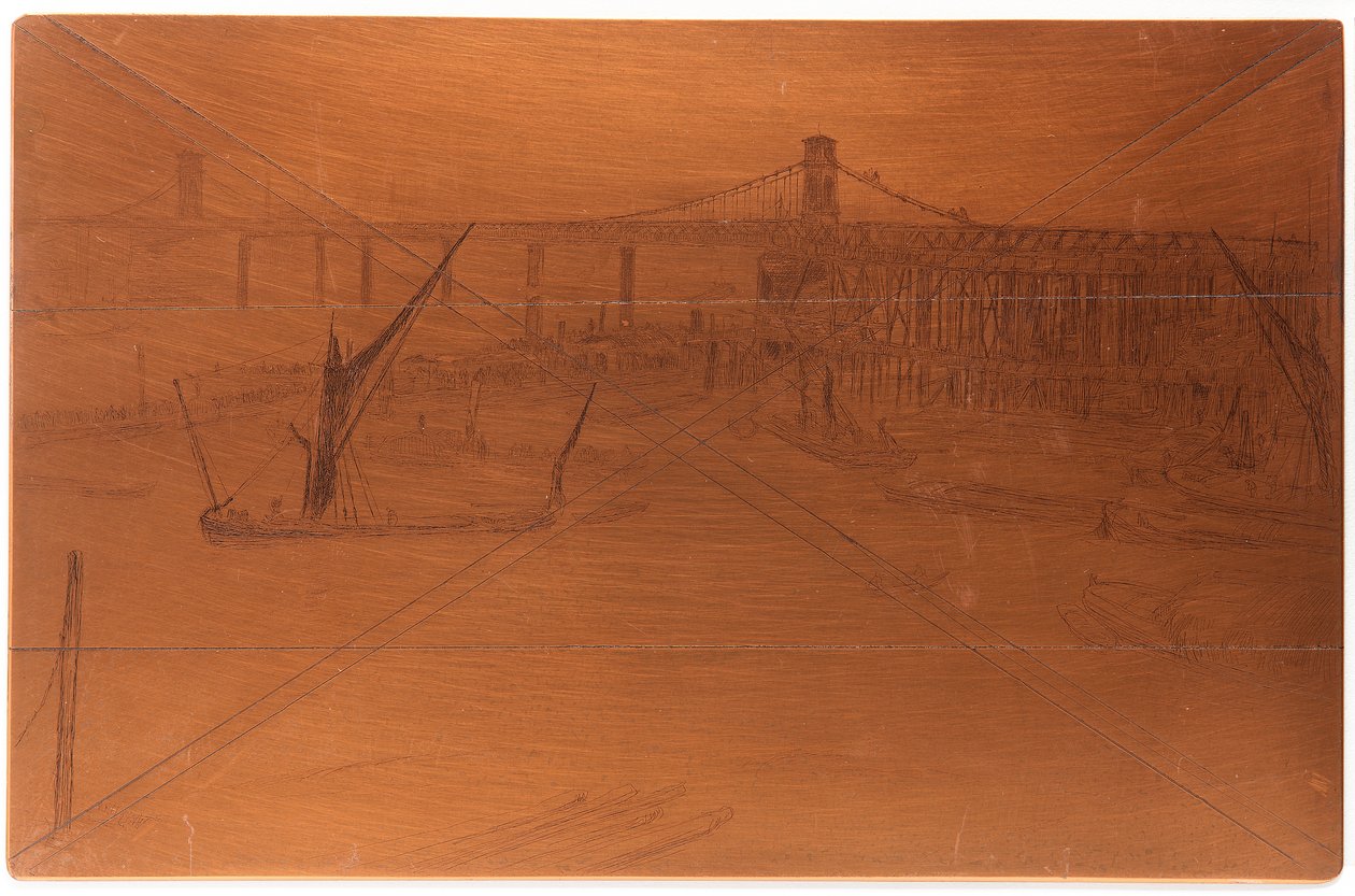 Ætseplade: Old Hungerford Bridge, 1861. af James Abbott McNeill Whistler