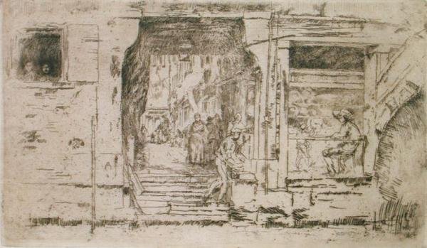 Fiskebutik, Venedig (ætsning) af James Abbott McNeill Whistler